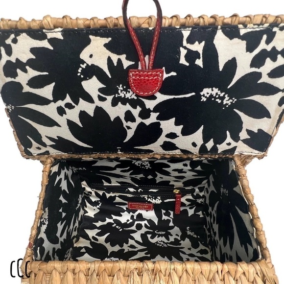 Kate Spade Wicker BlueBird Blue Bird House Novelty Bag Spring Red Straw Vintage - Picture 8 of 13